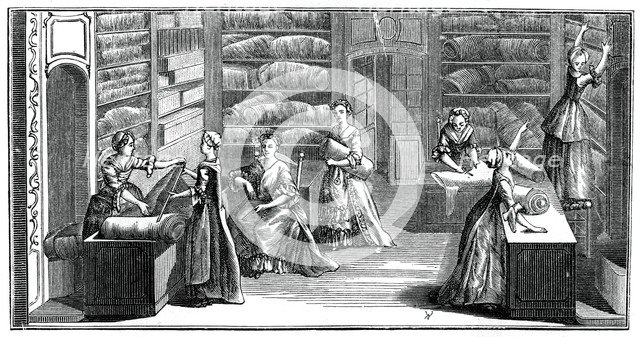 Fabric Shop, (1885).Artist: Bonnardot