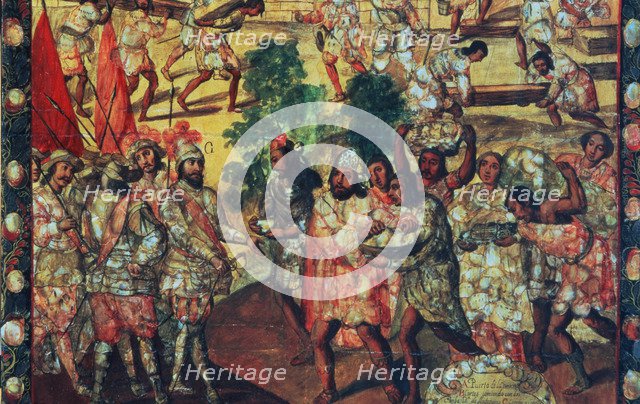 Hernán Cortés enters Cempoal and he's welcomed by the chief Gordo (Quauhtlaebana) who showers mea…