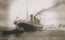'S.S. Titanic - In Belfast Lough - April 1912', 1912. Artist: Unknown.