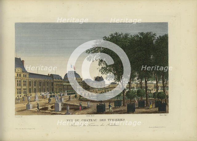 Vue du château des Tuileries, prise de la Terrasse des Feuillants, 1817-1824. Creator: Courvoisier-Voisin, Henri (1757-1830).