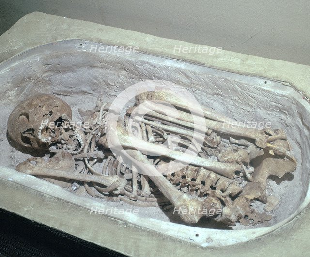 Late Minoan burial in a 'Bath Tub Sarcophagus', 11th century BC. Artist: Unknown