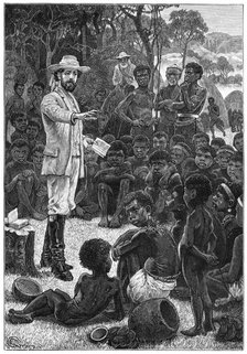 Charles Frederick MacKenzie, British missionary, preaching to African children, 1854-1862 (c1880). Artist: Unknown