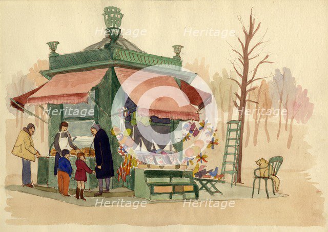 Kiosk selling toys, Paris, France, c1951.  Creator: Shirley Markham.