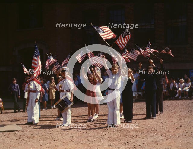 Children stage a patriotic demonstration, Southington, Conn., 1942. Creator: Charles Fenno Jacobs.