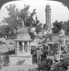 Tower of Victory amd royal cenotaphs, Chittaurgarh, India, 1904.Artist: Underwood & Underwood