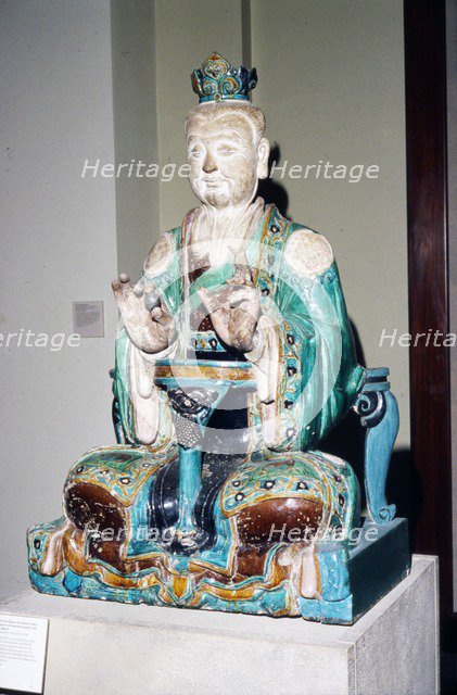 Chinese Stoneware, Seated Daoist Deity, Ming Dynasty, 16th century. Artist: Unknown.
