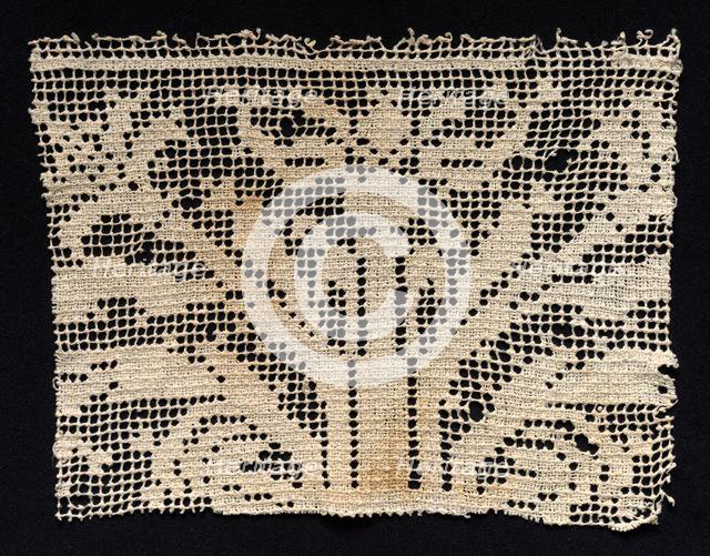 Fragment of a Band with Branching Vegetation, 17th century. Creator: Unknown.