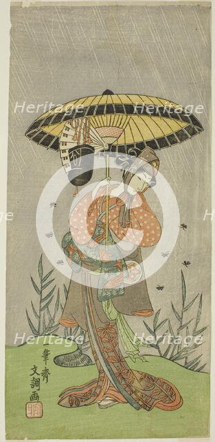 The Actor Yamashita Kinsaku II as Nijo no Kisaki (?) in the Play Natsu Matsuri Naniwa.., c. 1770. Creator: Ippitsusai Buncho.