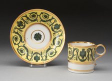 Coffee Cup and Saucer, Worcester, 1804-1813. Creator: Royal Worcester.