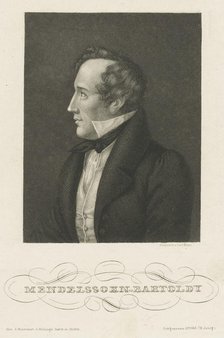 Portrait of Felix Mendelssohn Bartholdy, c. 1840. Creator: Mayer, Carl (1798-1868).