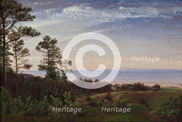 View from the northern coast of Zealand over Kattegat and Kullaberg, c1862. Creator: Peter Christian Thamsen Skovgaard.
