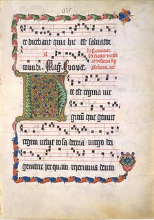 Manuscript Leaf with Initial H, from an Antiphonary, German, second quarter 15th century. Creator: Unknown.