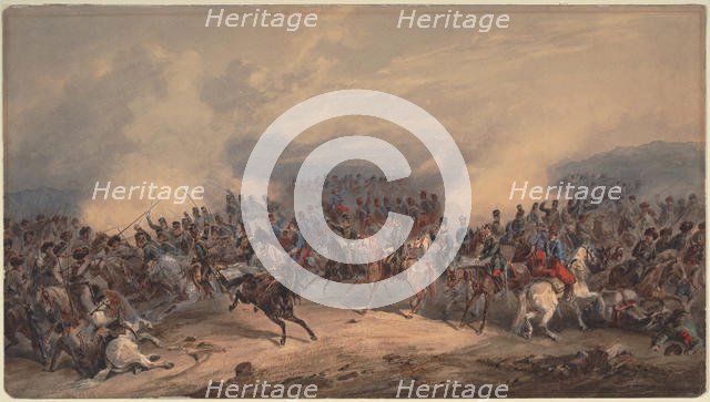 Hussars and Chasseurs at the Battle of Chernaya River on August 16, 1855, 1855. Artist: Norie, Orlando (1832-1901)