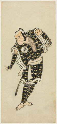 The actor Bando Matataro IV as Gempachibyoe in the play "Mutsu no Hana Ume no..., c. 1769. Creator: Shunsho.