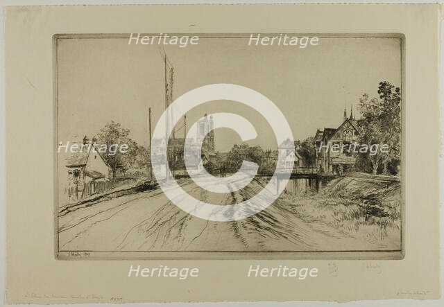 Lock of the New Canal, Troyes, 1907. Creator: Gustave Leheutre.