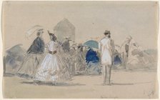 Crinolines on the Beach, c. 1865. Creator: Eugene Louis Boudin.