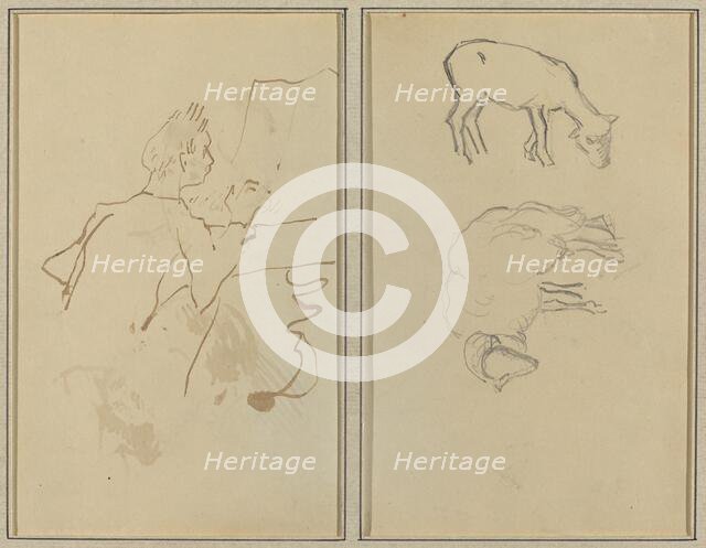 Man Playing Piano; Two Sheep [verso], 1884-1888. Creator: Paul Gauguin.