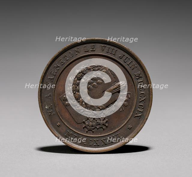 Medal: Eugene Verboeckhoven (reverse), 1800s. Creator: Unknown.
