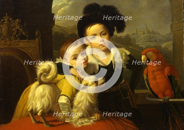 Portrait of Sergei and Pyotr Kolosov (Giraysky), 1819. Creator: Courteille, Nicolas, de (1768-after 1830).