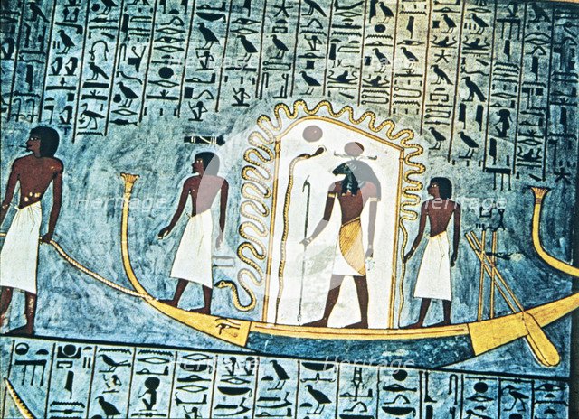 God Ra travelling through the world of dead, fresco in the tomb of Ramses I.