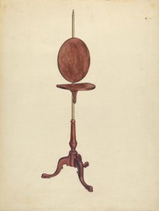 Pole Screen and Candlestand, c. 1936. Creator: Elizabeth Curtis.