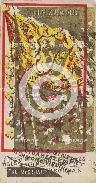 Connecticut and Ireland (double-printed card), from Flags of All Nations, Series 1 (N9) fo..., 1887. Creator: Allen & Ginter.