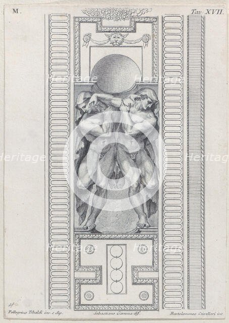 Plate 17: two nude figures wearing veils, 1756. Creators: Bartolomeo Crivellari, Sebastiano Gamma.