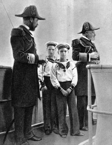 King Edward VII (1841-1910) with his son George (1865-1936) and his two eldest grandsons, 1908. Artist: Queen Alexandra