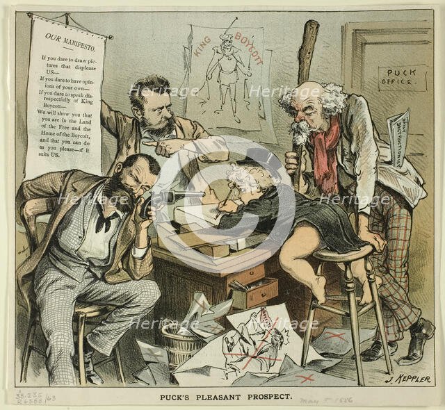 Puck's Pleasant Prospect, from Puck, published May 5, 1886. Creator: Joseph Keppler.