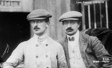 The Voisin brothers, French aviation pioneers. Gabriel Voisin (1880-1973), on the left..., (1912?). Creator: Bain News Service.