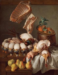 Still Life with Dressed Game, Meat, and Fruit, 1734. Creator: Alexandre François Desportes.