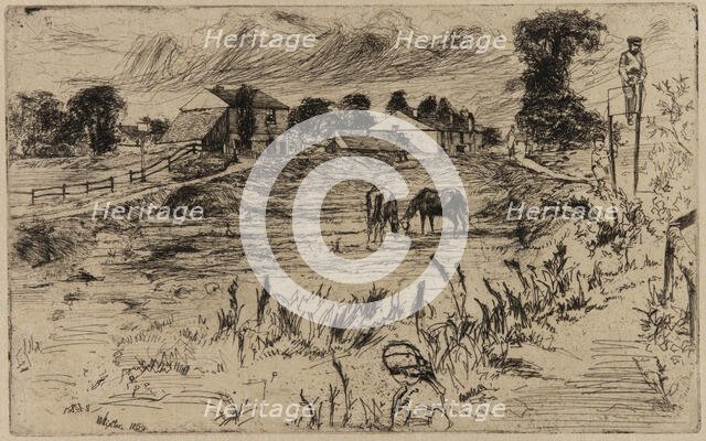 Landscape with Horses, 1859. Creator: James Abbott McNeill Whistler.