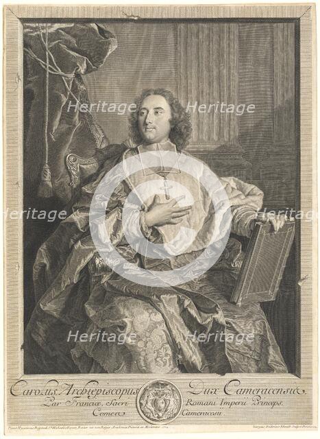 Monseigneur Louis-Charles d'Orléans de Saint-Albin, Archbishop of Cambrai, 1741. Creator: Georg Friedrich Schmidt.