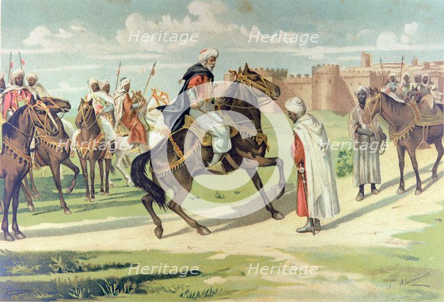 The Arab general Musa Ibn Nusayr (640-718) strikes the face of his lieutenant Tarik for disobeyin…