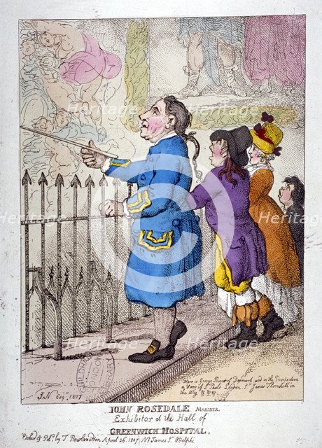 'John Rosedale, mariner, exhibitor of the hall of Greenwich Hospital', 1807. Artist: Thomas Rowlandson