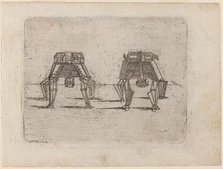 Two Cubic Figures with Their Hands on the Ground, 1624. Creator: Giovanni Battista Bracelli.