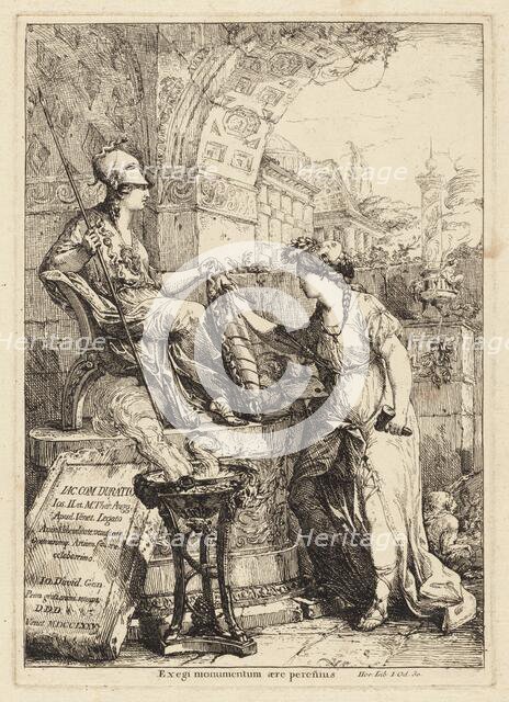 Exegi Monumentum (Art Inscribing Minerva's Shield), 1775. Creator: Giovanni David.