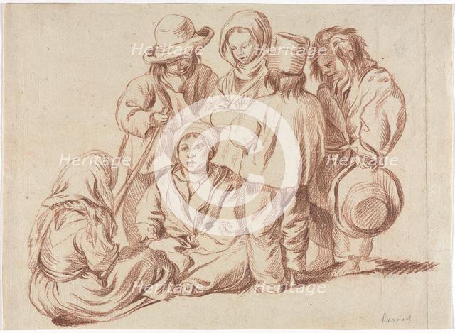 Group of Six Children (recto); Sketch of a Village (verso), 1700s(?). Creator: Unknown.