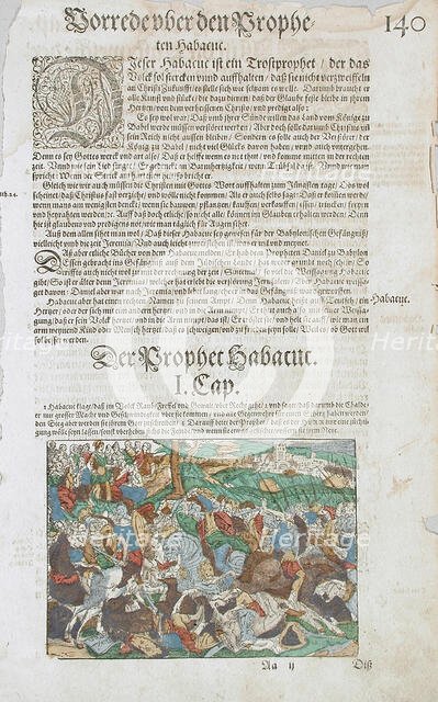 A Battle Scene: The Prophecies of Habakkuk in the Background, 16th century. Creator: Jost Ammon.