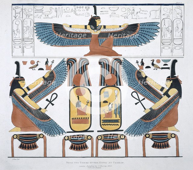 'Murals from the Tombs of the Kings at Thebes, discovered by G Belzoni', 1820-1822. Artist: Charles Joseph Hullmandel