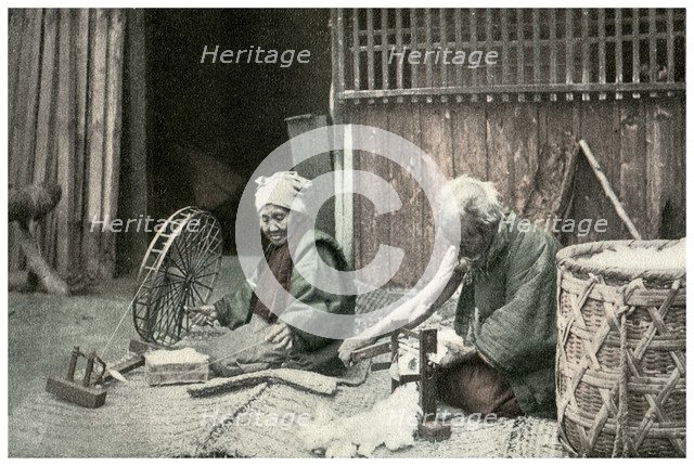 Spinning cotton, Japan, 1904. Artist: Unknown