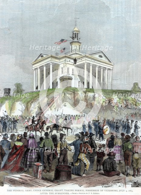 Capture of Vicksburg, Mississippi, by the Union army, American Civil War, 4 July 1863. Artist: Unknown