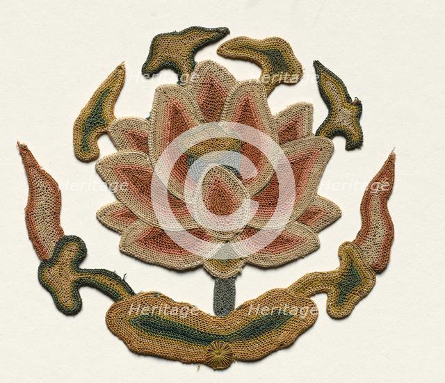 Fragment with Buddhist Jar supported by a Lotus, 1300s. Creator: Unknown.