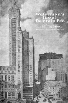 Advertisement for Waterman's Ideal Founain Pen, 1908-1909. Artist: Unknown