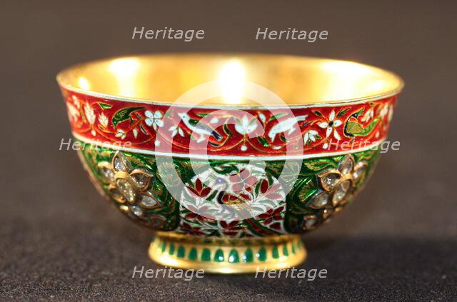 Cup with Blossoms and Peacocks, 18th century. Creator: Unknown.