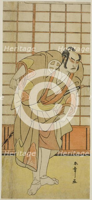 The Actor Otani Hiroji III as Hata no Daizen Taketora Disguised as Shikishima Wakahei..., c. 1784. Creator: Shunsho.