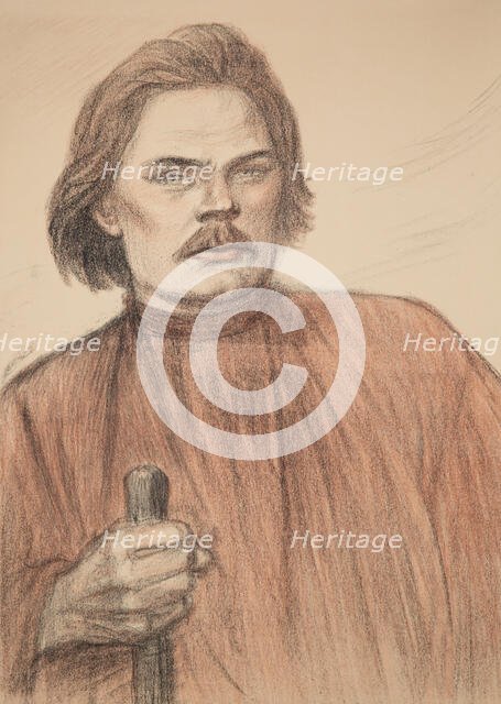Portrait of the author Maxim Gorky (1868-1939), 1905. Creator: Steinlen, Théophile Alexandre (1859-1923).