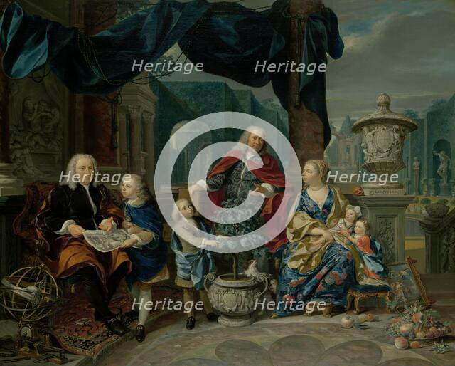 Portrait of David van Mollem with his Family, 1740. Creator: Nicolaas Verkolje.