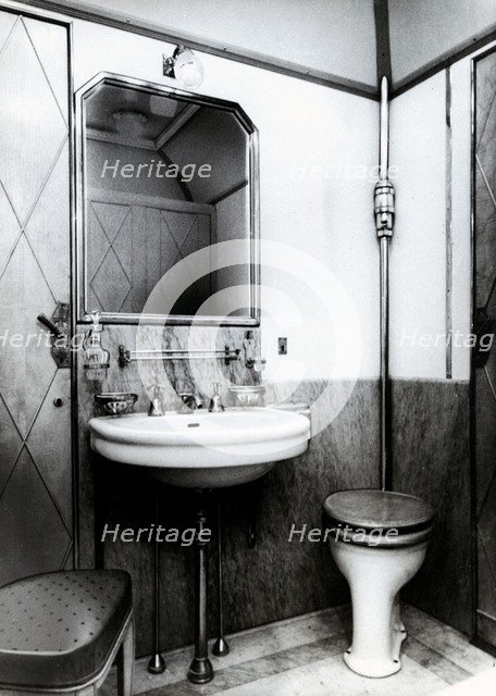 Toilet cabin in an Italian wagon train, 1950.