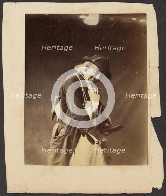 Portrait of an Elderly Man in Hat Holding Some Tools, about 1863-1864. Creator: Oscar Gustav Rejlander.